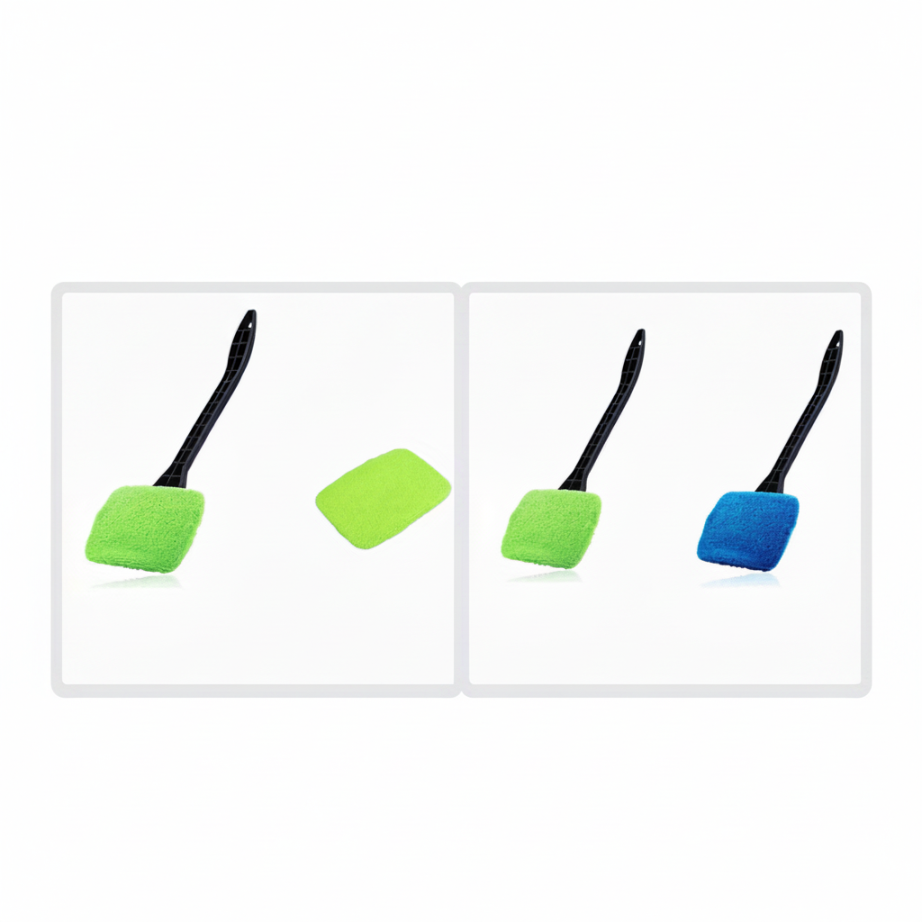 AUTOCLEAR - Long Handle Car Windshield Brush with Interior Glass Wiper