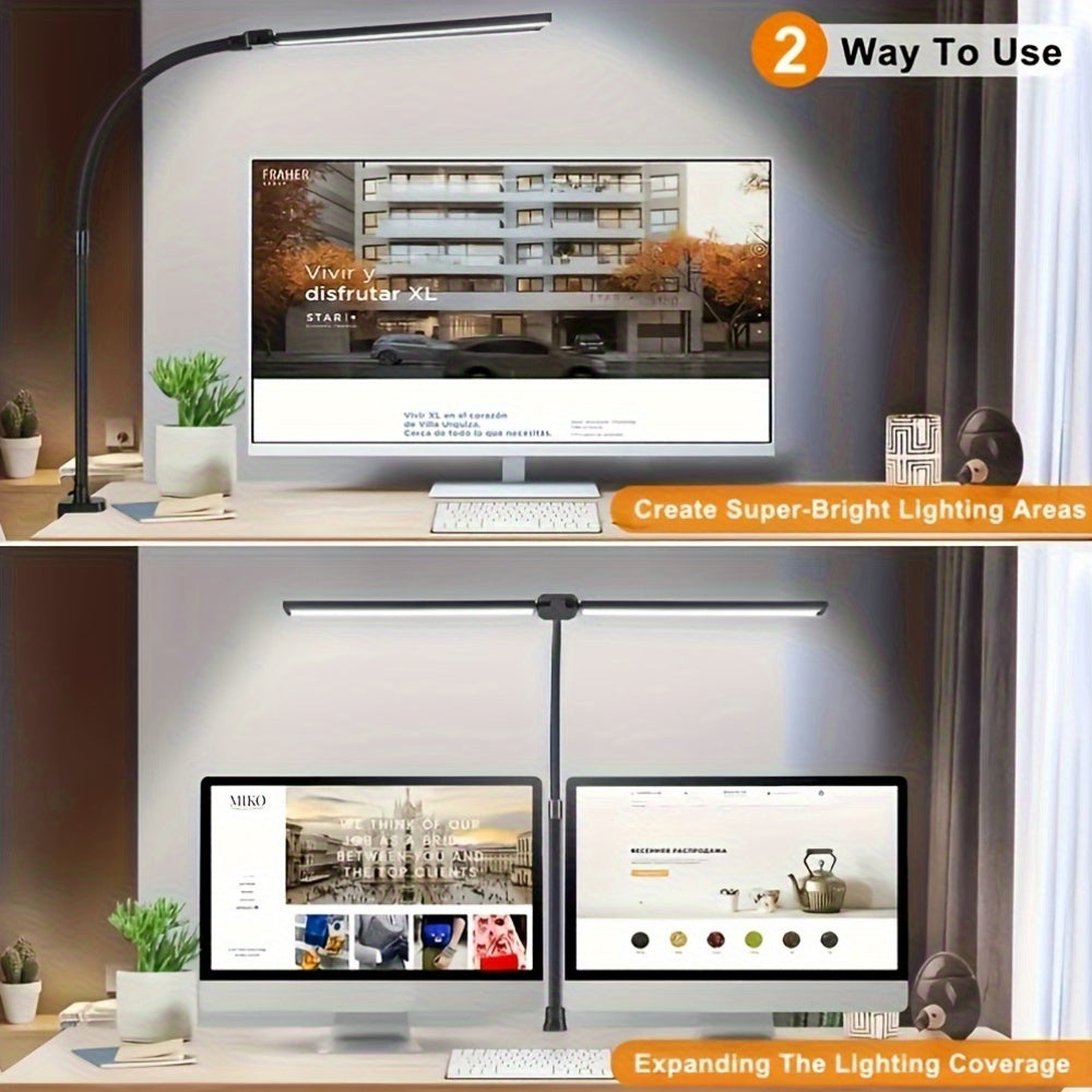 GLOWNEST - Modern USB Powered Dual-Head LED Table Lamp with Flexible Gooseneck