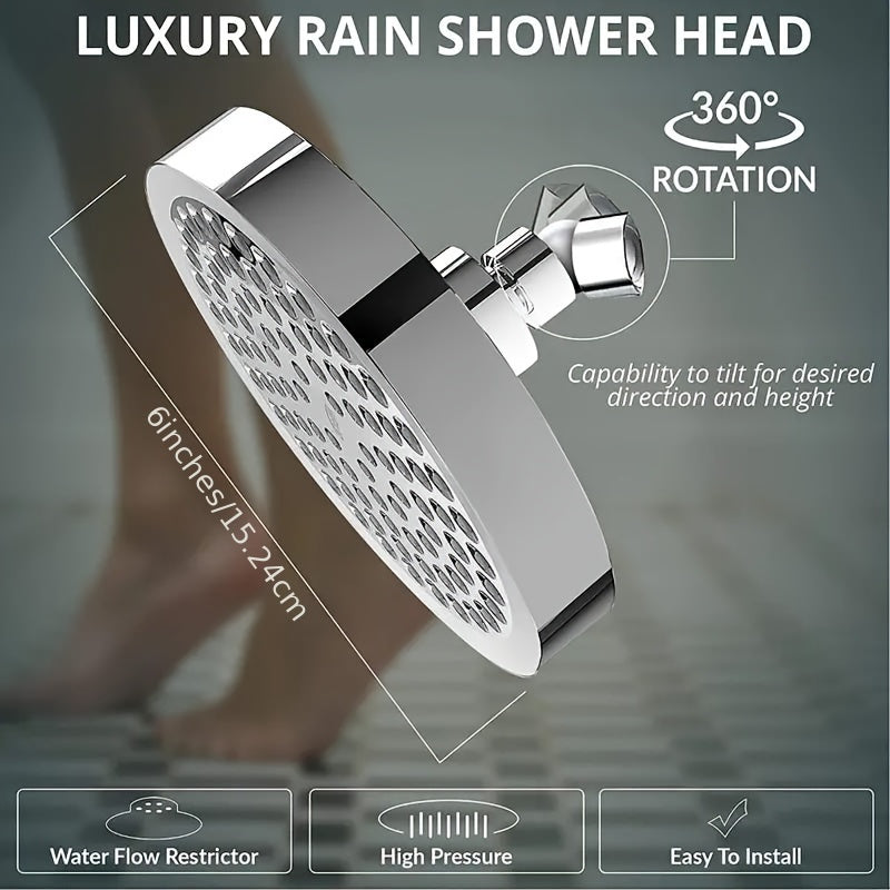 LUXRAIN - Premium Rain Shower Head 1pc, Anti-Clog Nozzles & Adjustable Angles for Ultimate Shower Comfort