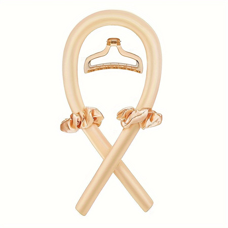 SILKVERA - Bow Detail Fabric Hair Curler - Minimalist Heatless Curling Ribbon in Solid Color, Single Piece Festive Hair Styling Accessory