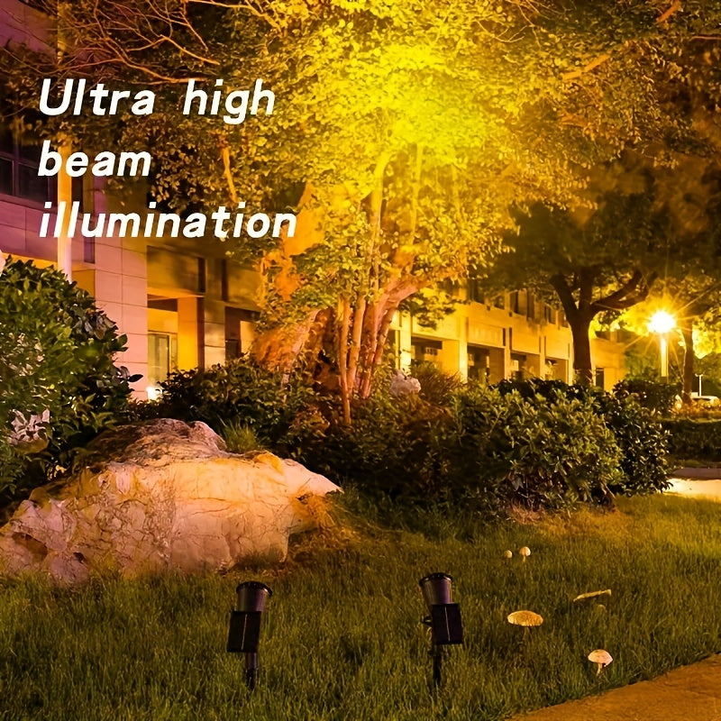 SOLARGLOW - Outdoor Solar Landscape Lights 2-Pack LED Spotlights with 3-Level Dimming & IP44 Waterproof