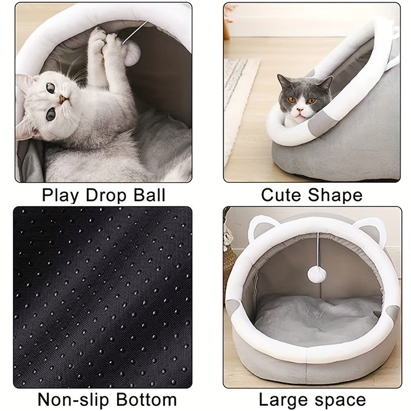 FELLPOD - Soft Cozy Cat Cave Bed Cute Plush Hideout for Cats