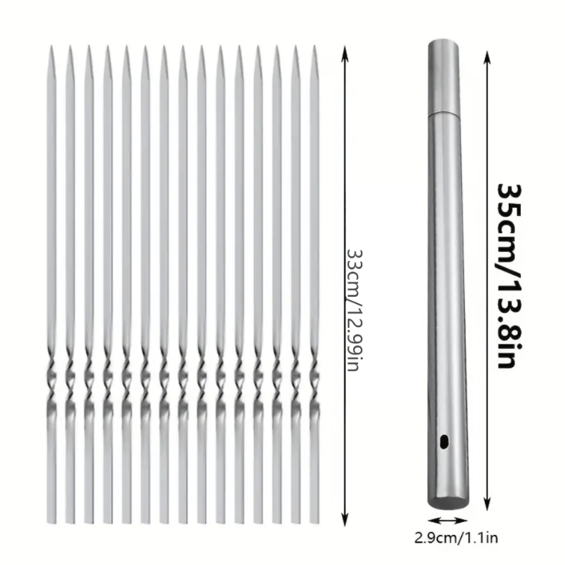 SKEWERTUBE – Stainless Steel BBQ Skewers with Storage Tube Set