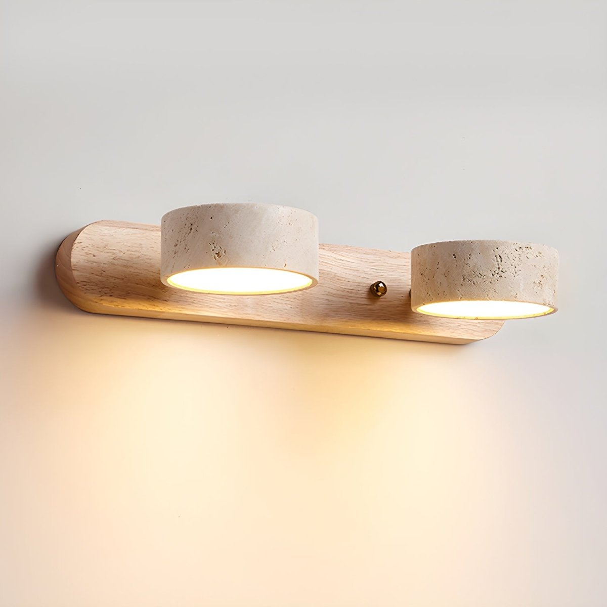 Averra Indoor LED Wall Light - Natural Travertine & Wood Sconce Light 13