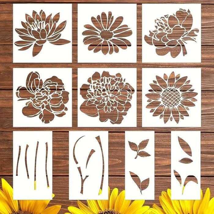 BloomCraft Floral Stencil Set - 10 Durable Stencils for Easy Crafting 5