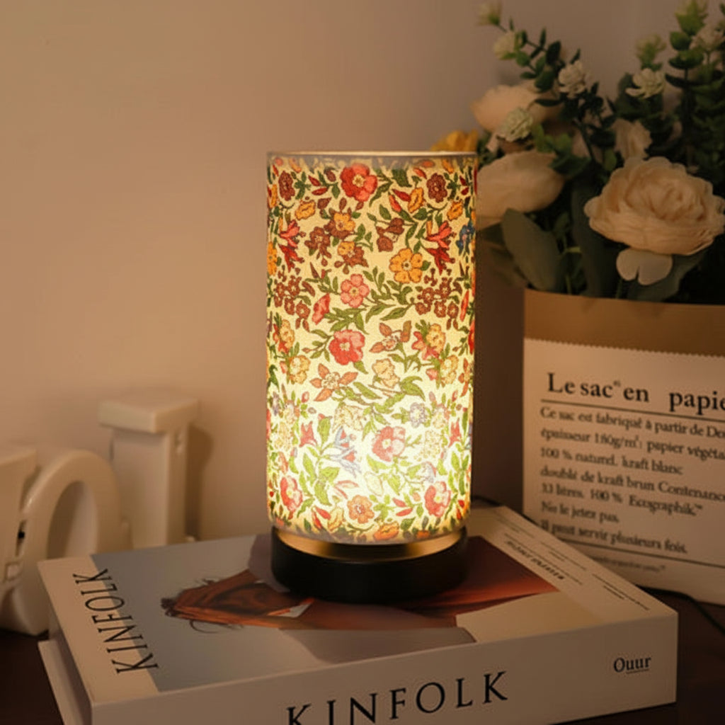 BLOOMORA – Floral Fabric Table Lamp for Cozy Vintage Lighting