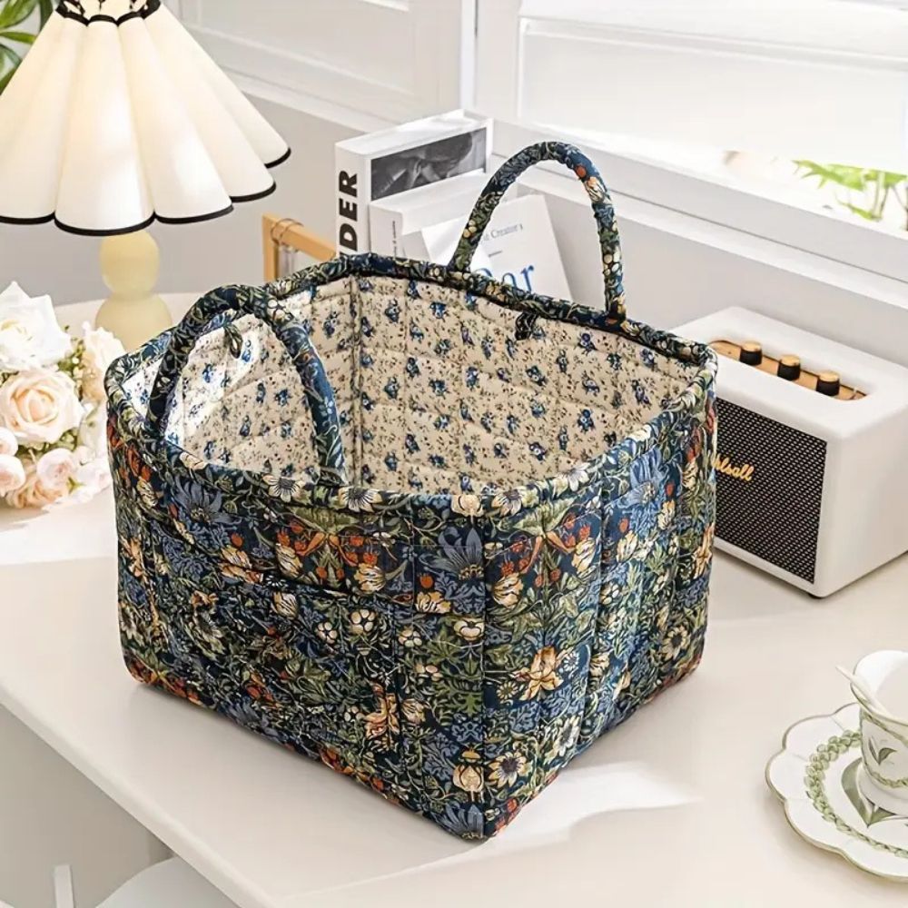 Charming Floral Storage Basket - Durable Canvas Organizer for Home Decor 8