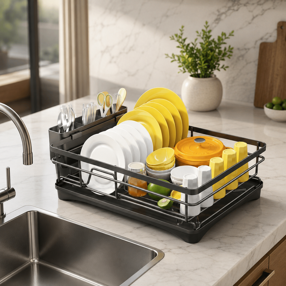 DRAINCADDY – Large Dish Drainer with Removable Drip Tray