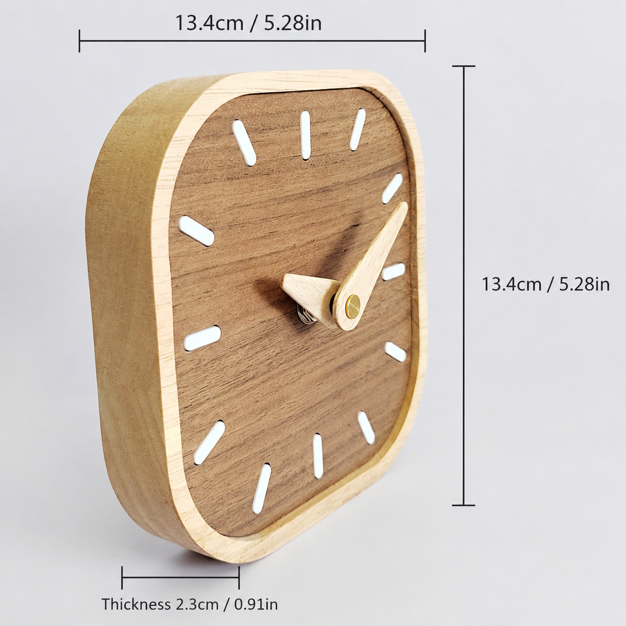 NATURCLOCK - Handcrafted Wooden Square Clock Battery Operated Decorative Piece