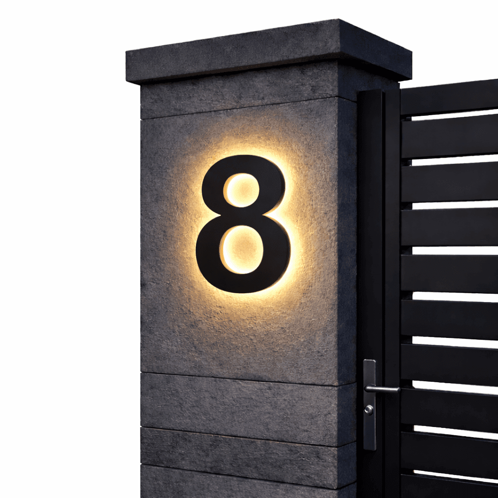 Customizable LED House Number Sign - Modern Stainless Steel & Acrylic Design 15
