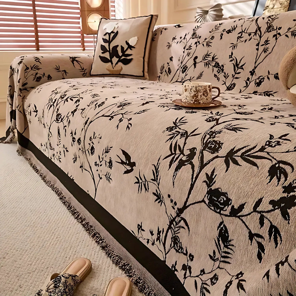 Elegant Chenille Sofa Cover - Floral Design, Pet-Friendly Slipcover for Sectional & Couch 5