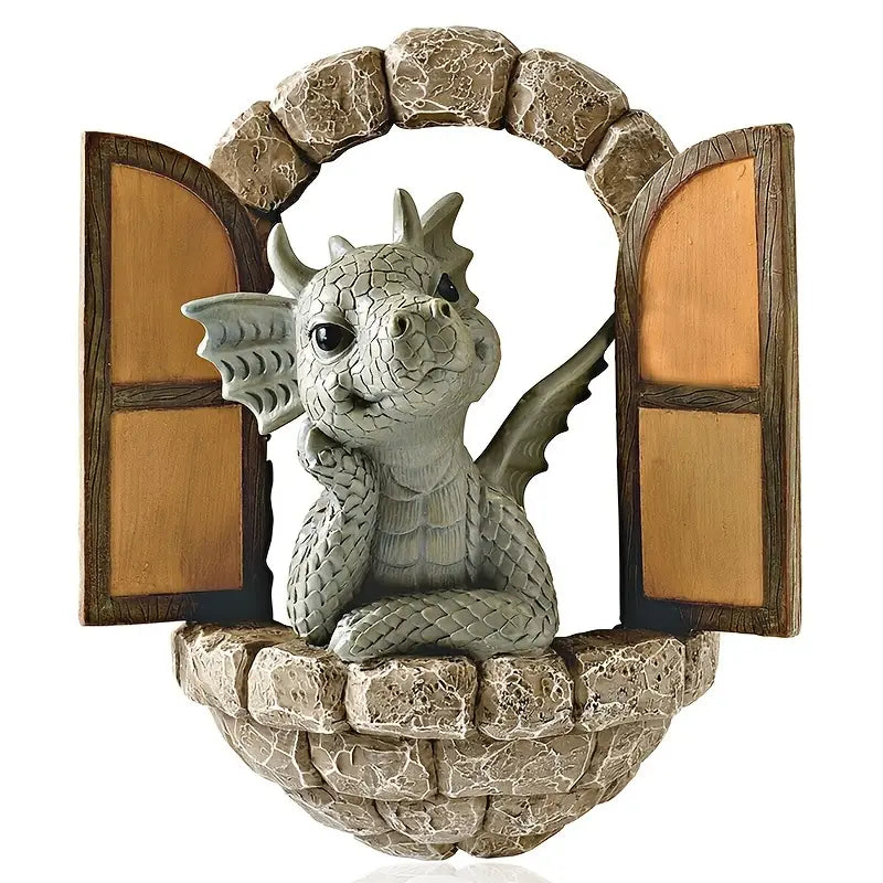 Enchanted Dragon Garden Statue - Handcrafted Resin Garden Ornament for Outdoor Decor 4
