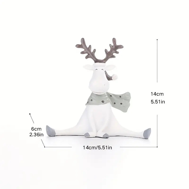 FrostyElk - Handcrafted Holiday Reindeer Figurine with Cozy Scarf, 5.5 in 3