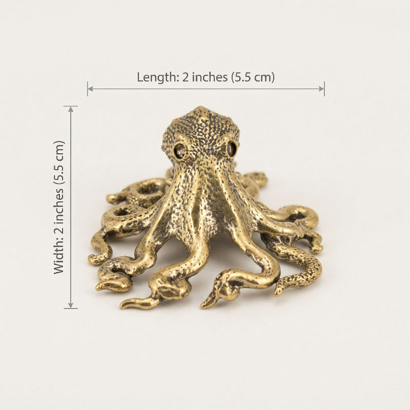 Handcrafted Antique Brass Octopus Sculpture - Unique Ocean-Inspired Home Décor 7