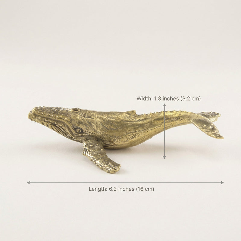 Handcrafted Brass Whale Sculpture - Coastal-Inspired Décor Accent 6
