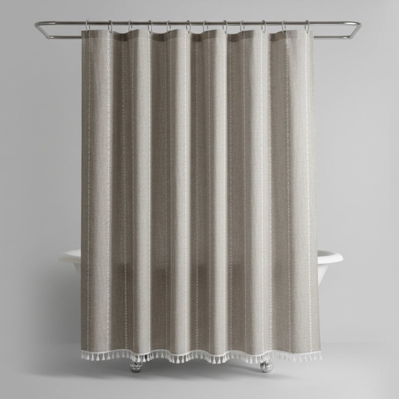 BOHOHAVEN – Linen Shower Curtain Tassels & Waterproof Design
