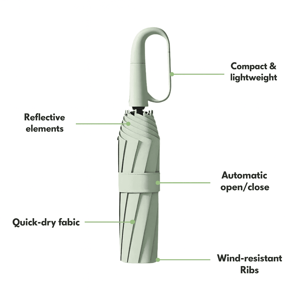RAINLOCK – Automatic Compact Umbrella, Built for Strong Wind 8