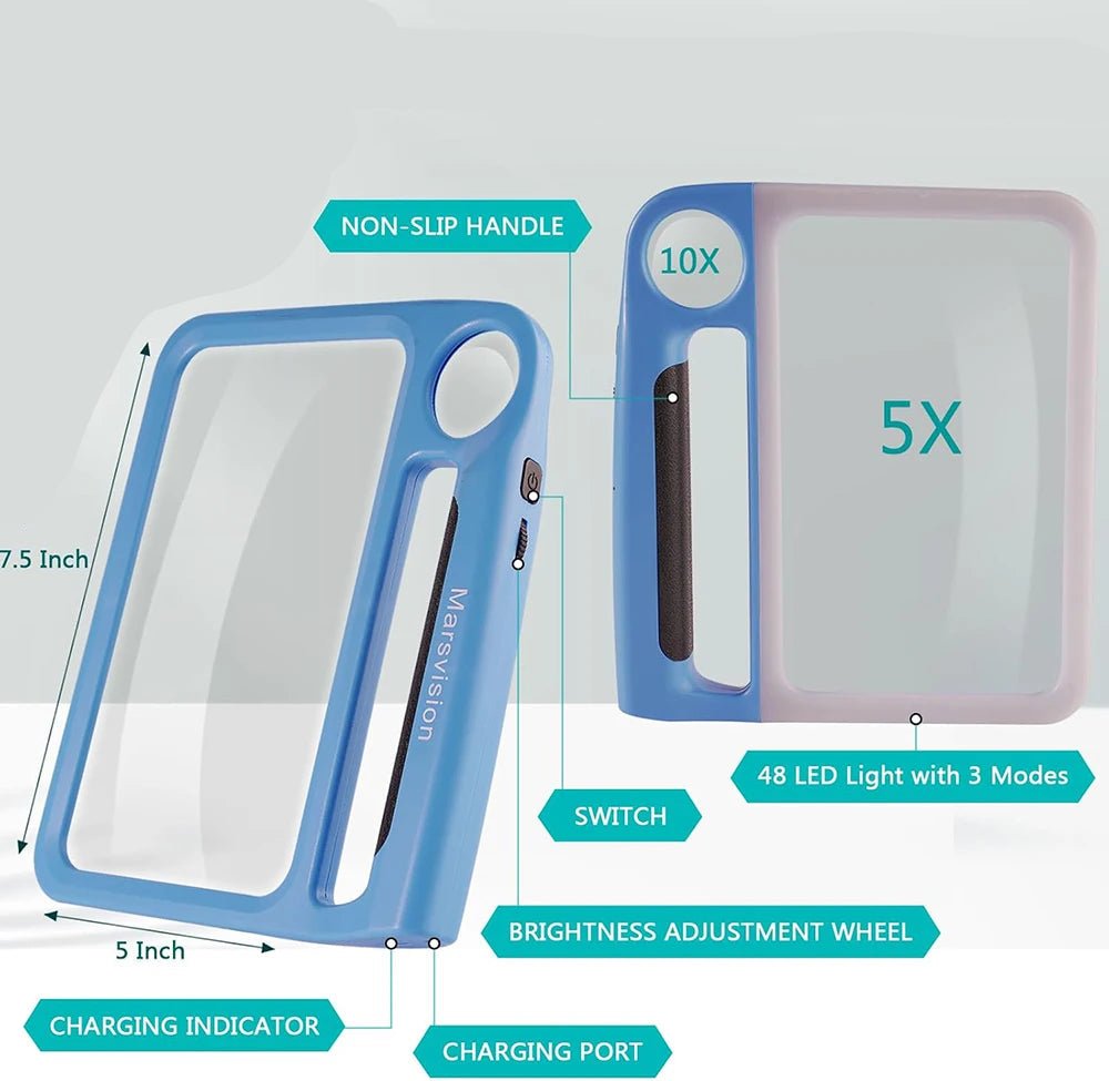 Rechargeable Hand Held Magnifying Glass with Light - 5x & 10x Magnification for Reading 6