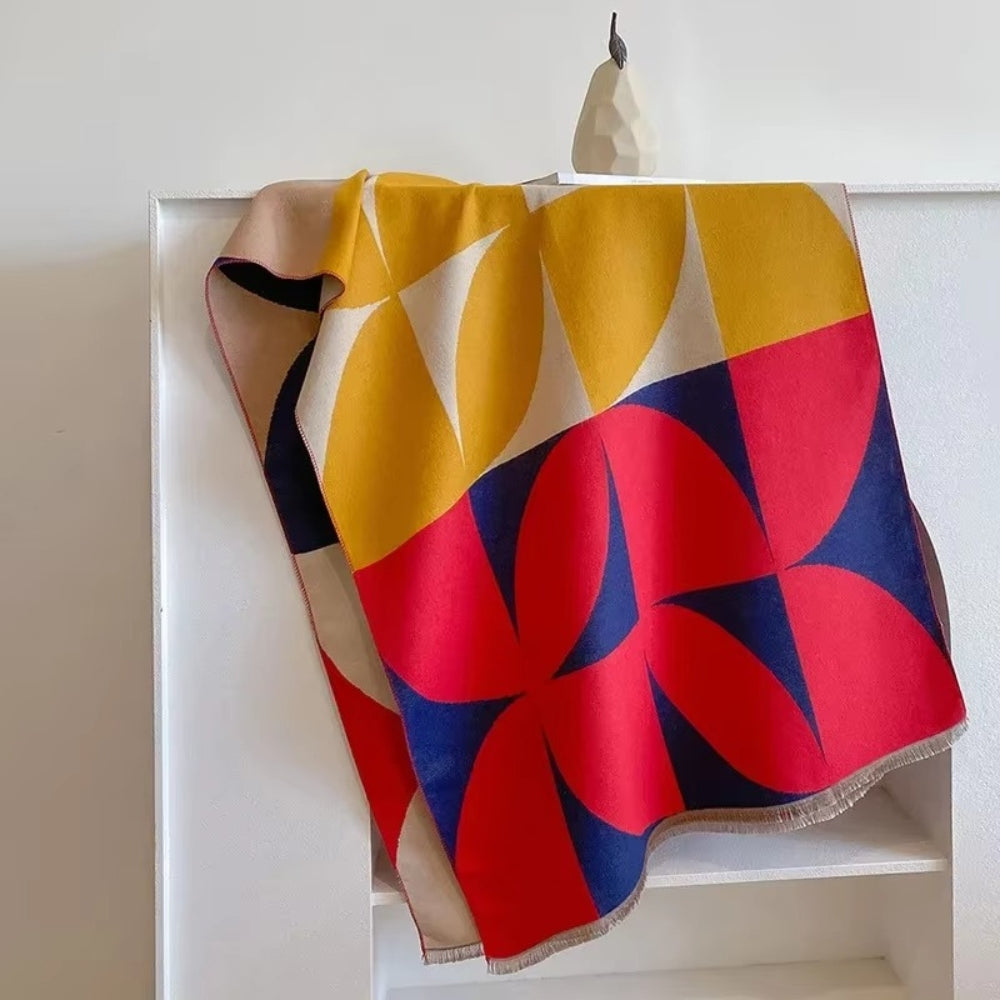 Reversible Poncho Scarf - Soft Microfiber Blend with Geometric Design 8