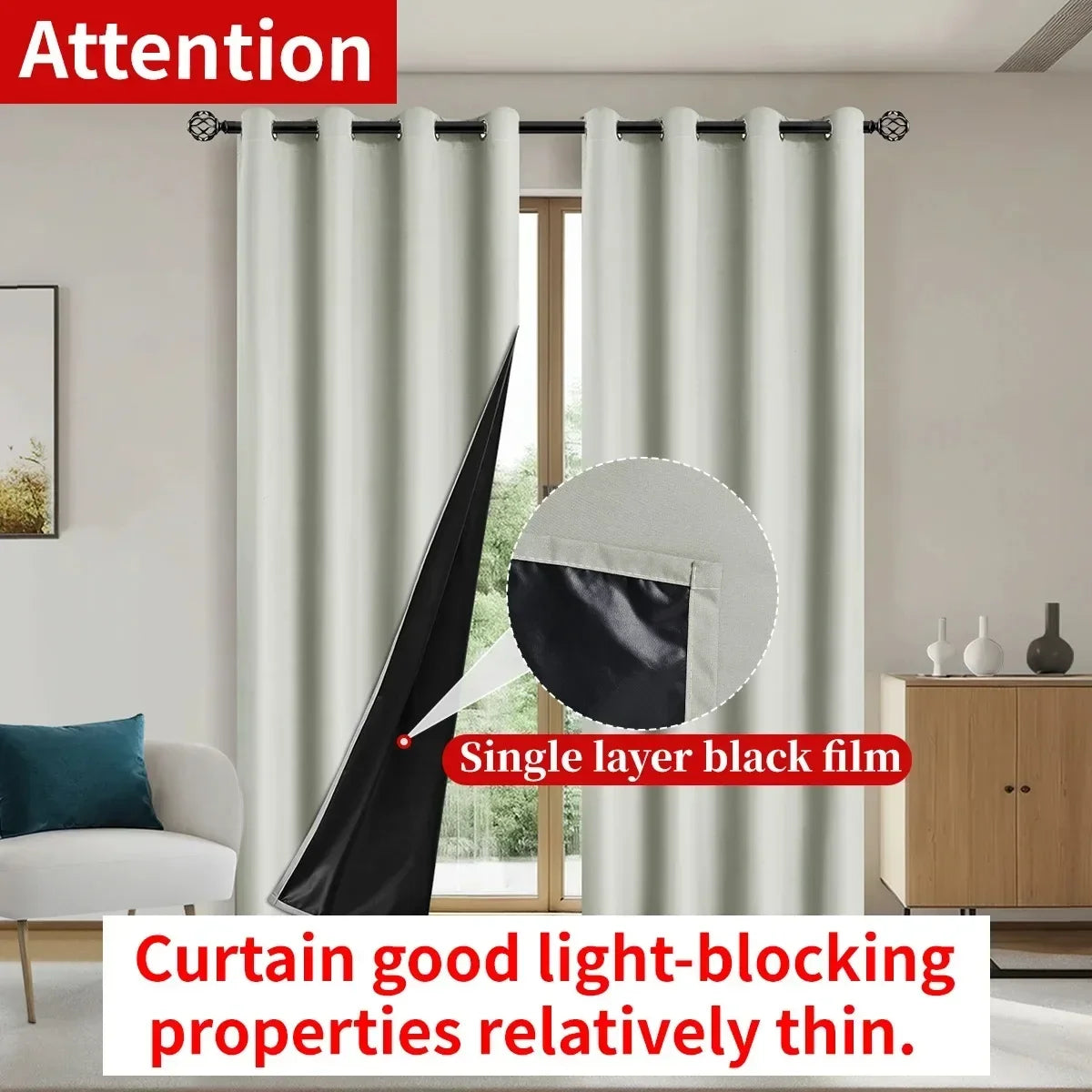 LUXEDRAPE - Modern 100% Blackout Curtains with Coated Lining for Bedroom & Living Room