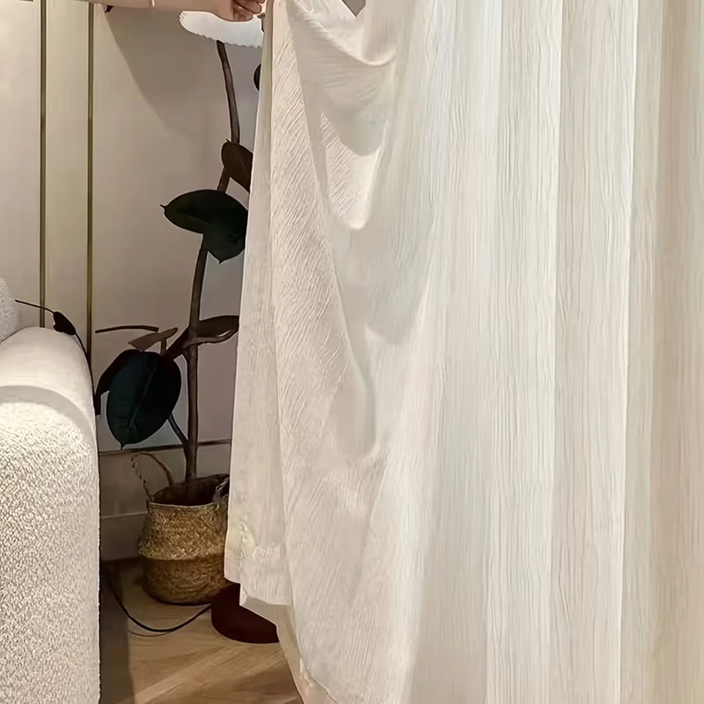 AEROWEAVE - Textured Sheer Window Curtains Soft Light Filtering Grommet Drapes