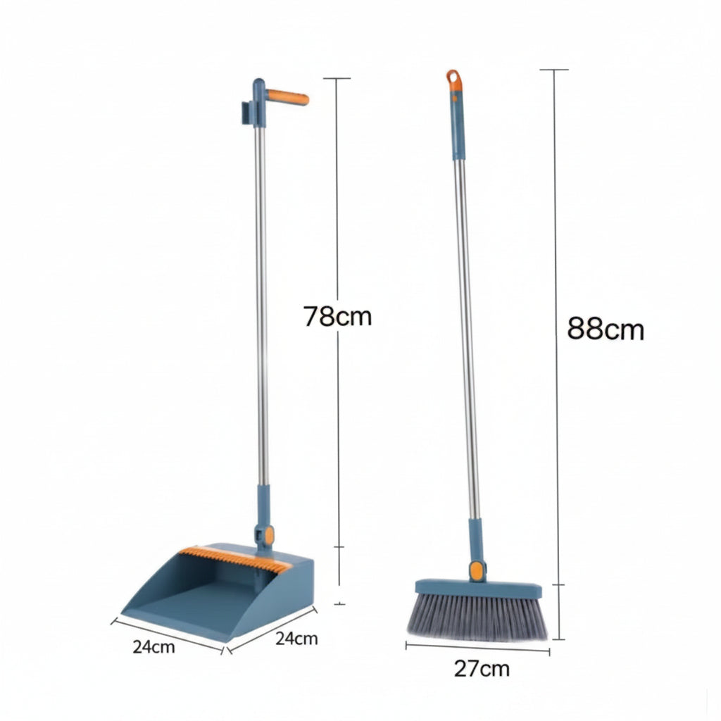 CLEANSWEEP PRO – Obracany zestaw miotły i szufelki z długim uchwytem i wbudowanym grzebieniem