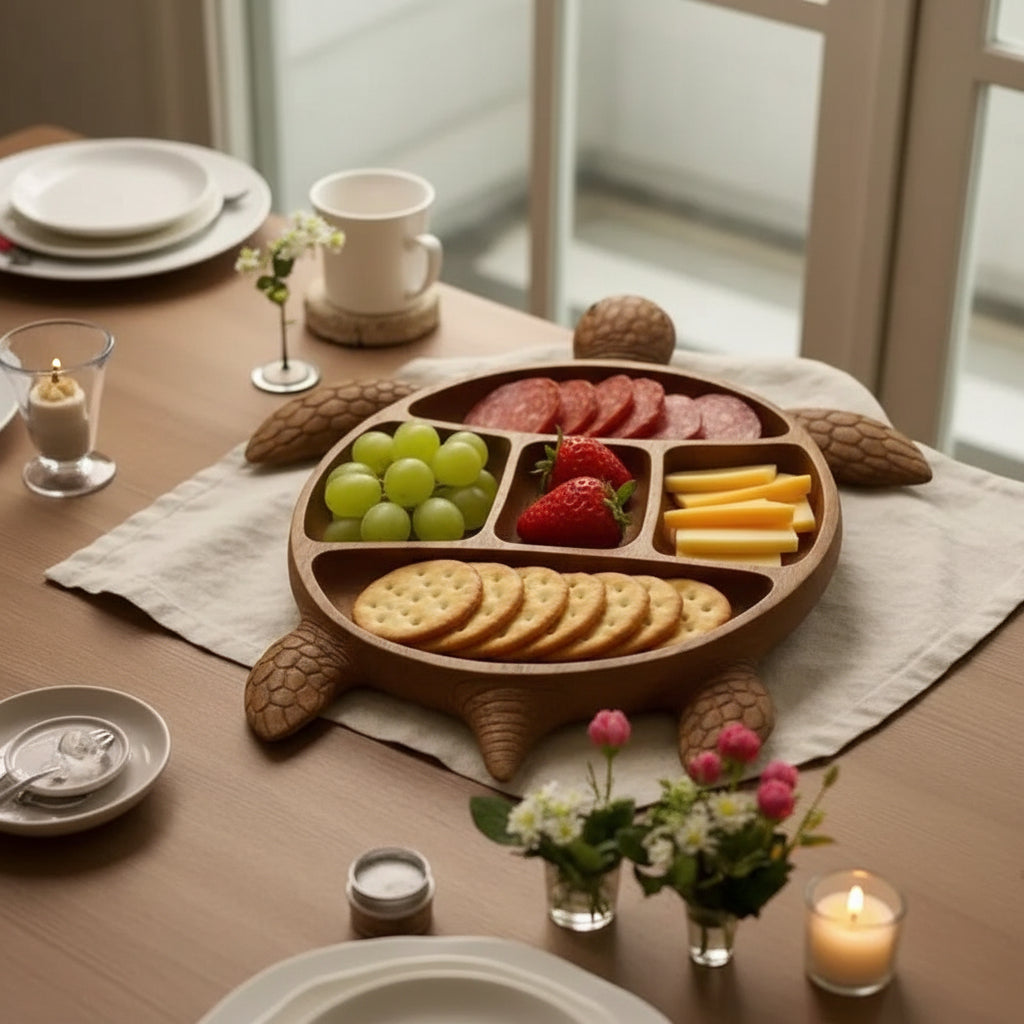 SHELLCRAFT - Artisan Wooden 5-Section Charcuterie Serving Board