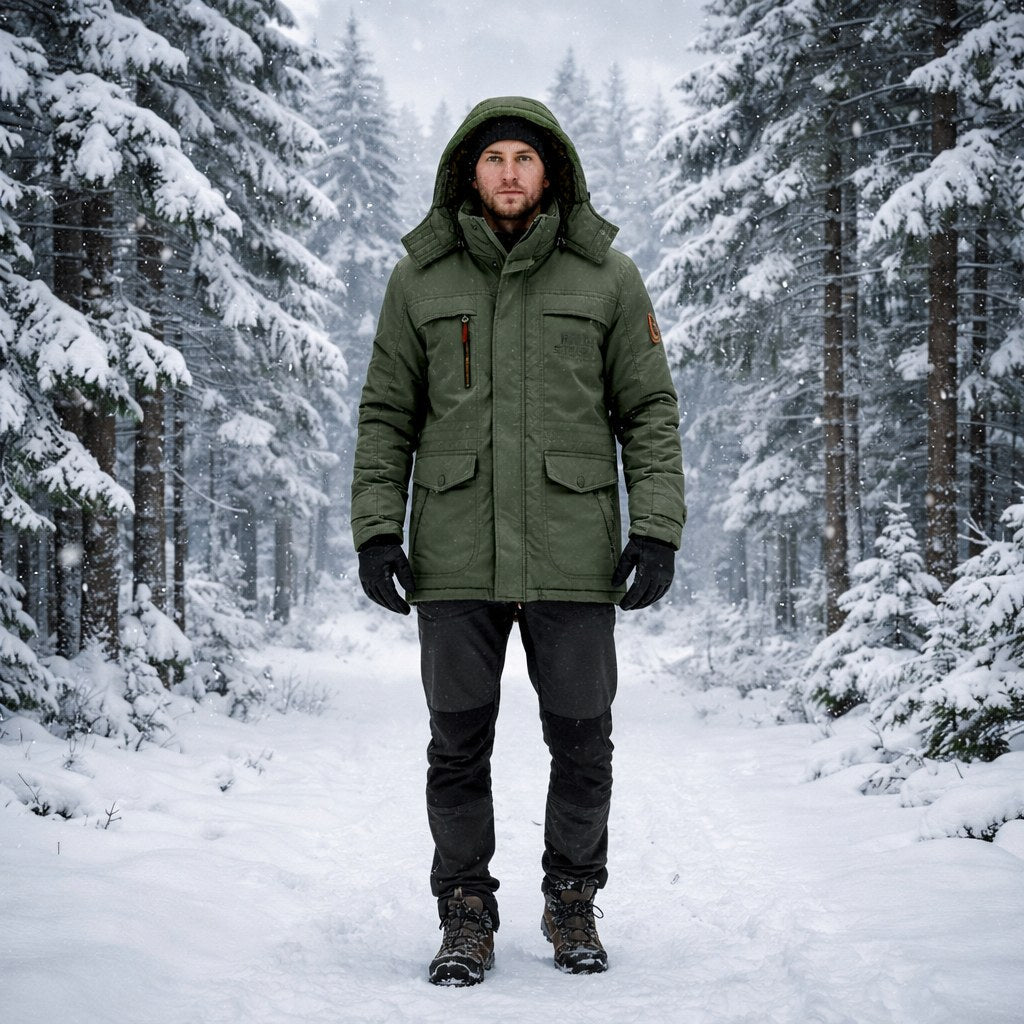 Windproof Fleece Lined Parka Jacket with Detachable Fur Hood for Cold Days 7