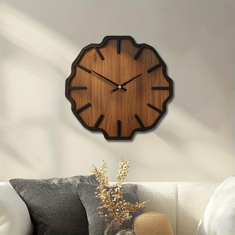 HARMONIQ - Decorative Wooden Wall Clock in Unique Irregular Form, Battery Operated