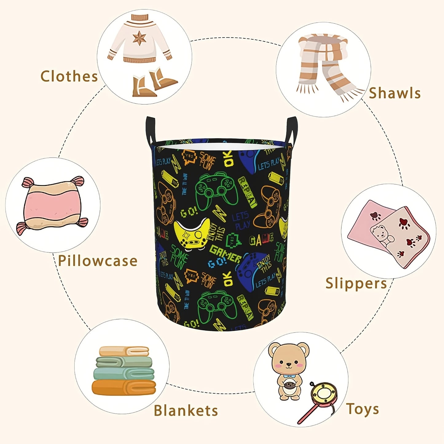 GAMERBIN – Foldable Game Controller Laundry Storage Basket