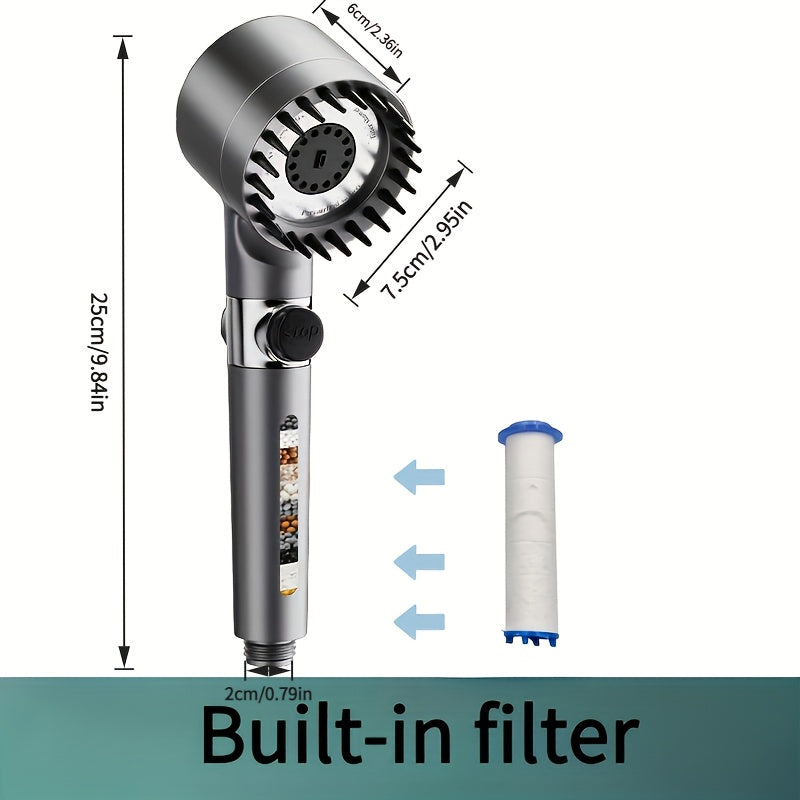 PUREFLOW - Chlorine-Reducing Handheld Showerhead with On/Off Switch & Skin Care Filter