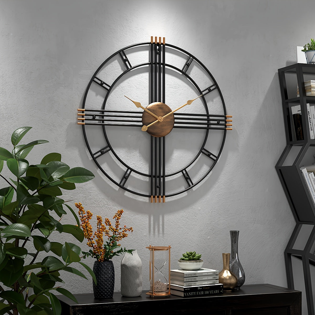 CASAELIX – Modern Minimalist Cross Wall Clock with Structured Geometric Frame and Silent Motion