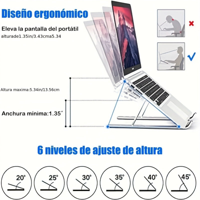 ALUMIPRO - Regulowany aluminiowy stojak na laptopa, składany dodatek do biurka