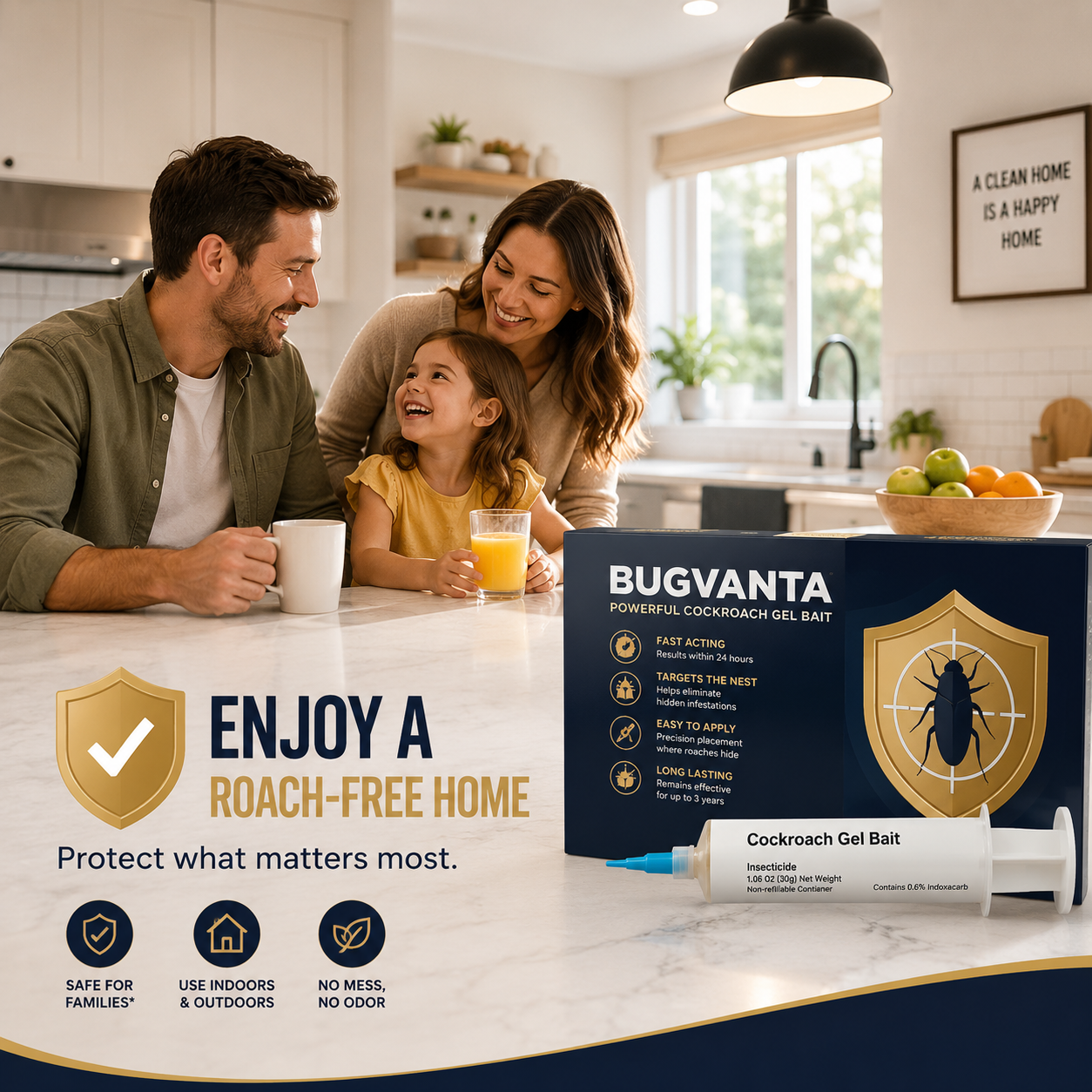 BUGVANTA - Powerful Cockroach Gel Bait for Indoor Infestations