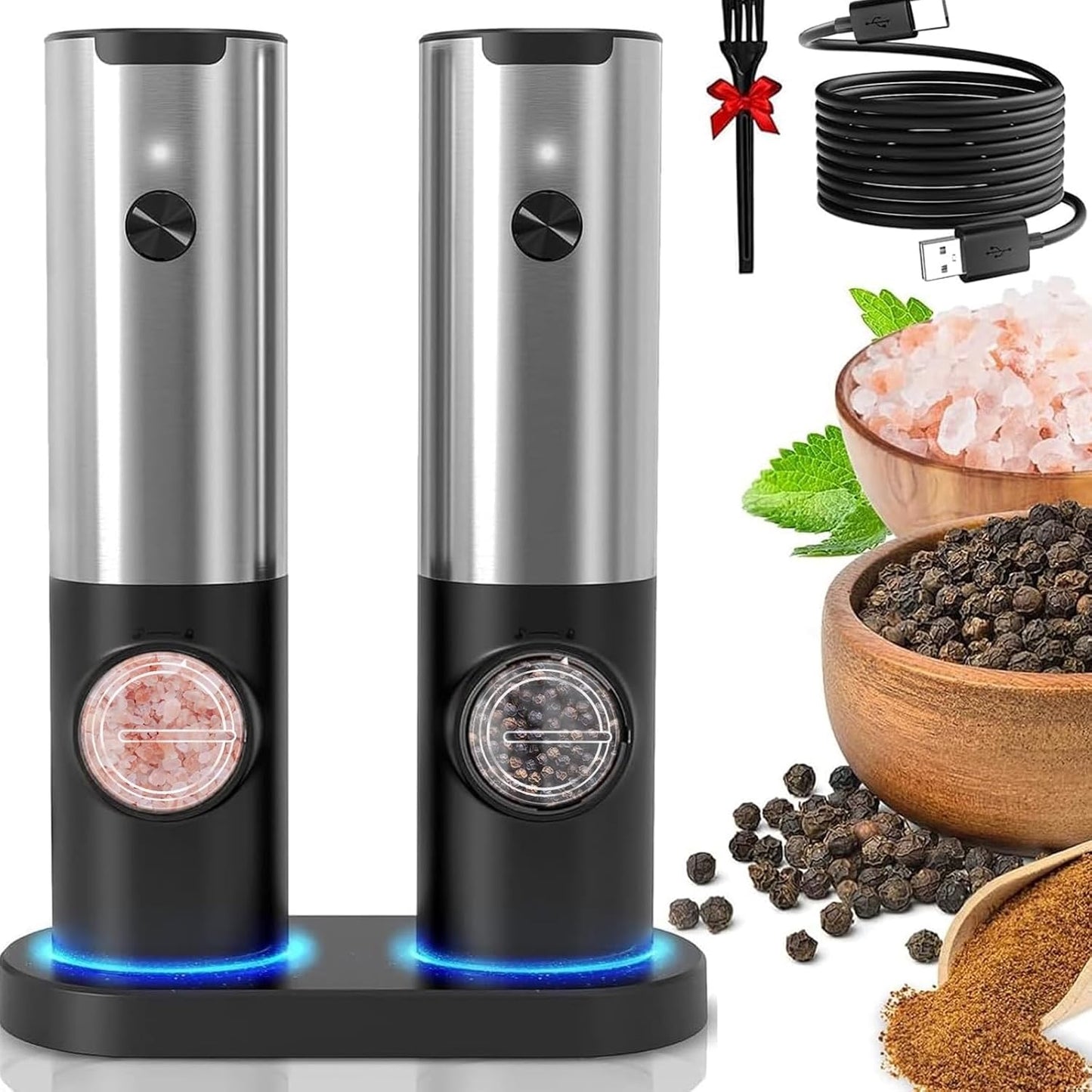 SPICEFLOW – Rechargeable Salt and Pepper Grinder Set for Modern Kitchens