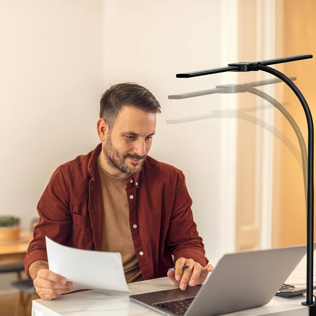GLOWNEST - Modern USB Powered Dual-Head LED Table Lamp with Flexible Gooseneck