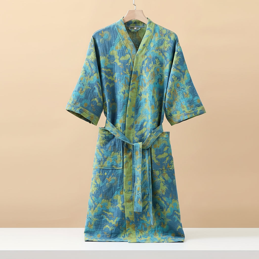 LUXELOOM - Premium 100% Cotton Double-Layer Gauze Pajama Set Unisex Mid-Length for All Seasons