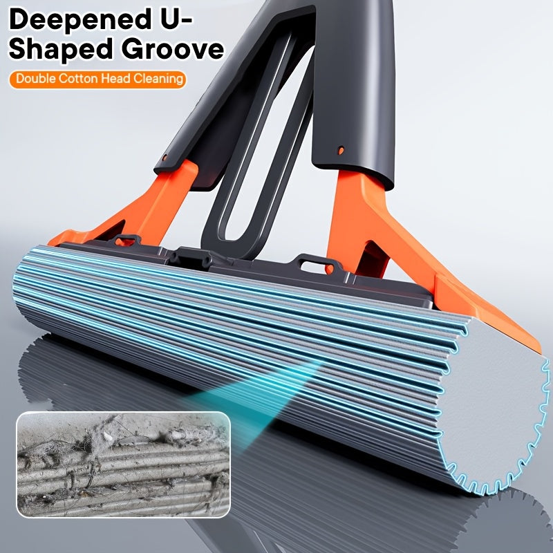 CLEANFLOW - High-Absorbency Sponge Squeeze Mop for Bathroom & Floors