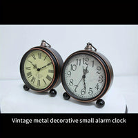 ELEGANTIME - European Vintage Metal Bedside Alarm Clock Silent Analog Large Display