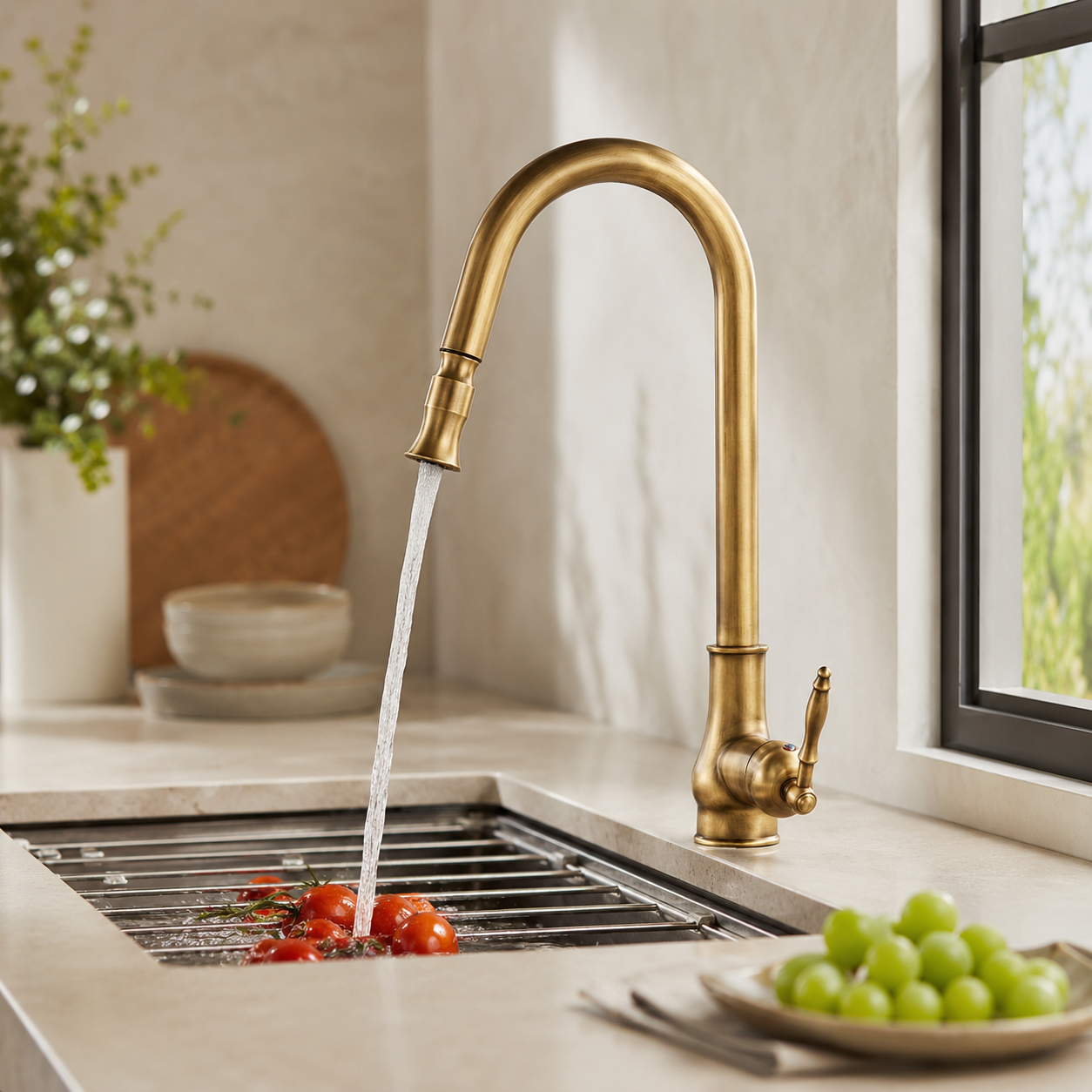 BRONZEFLOW – Antique Bronze Pull-Out Kitchen Faucet with Touch Control
