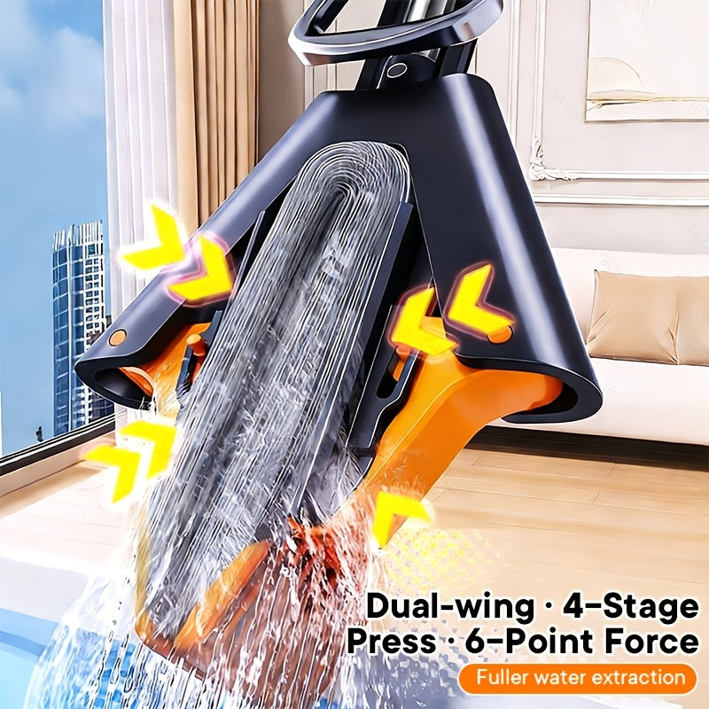 CLEANFLOW - High-Absorbency Sponge Squeeze Mop for Bathroom & Floors