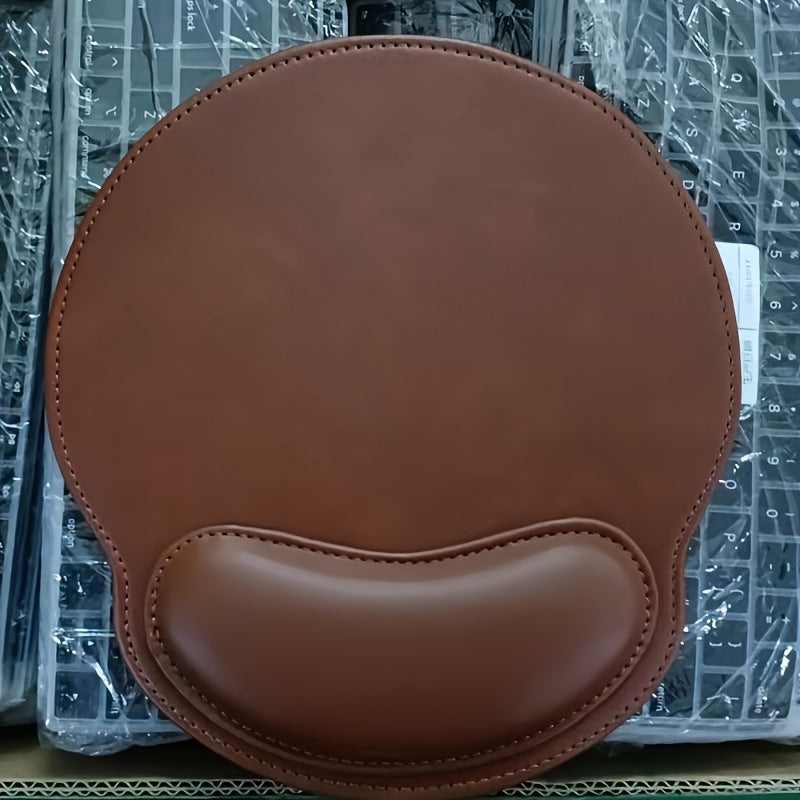 COMFYCLICK - Non-Slip Ergonomic Faux Leather Mouse Pad Brown