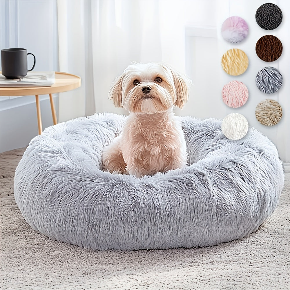 HUGAFUR - Soft Faux Fur Donut Pet Bed for Small to Large Dogs & Cats