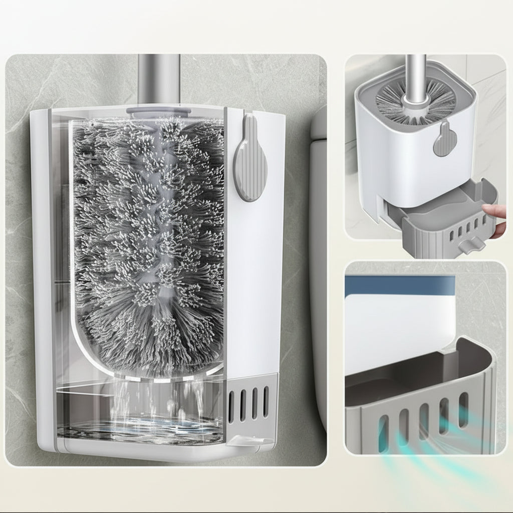 BRISTLEPRO - Long Handle Toilet Brush & Holder, Essential Cleaning Tool