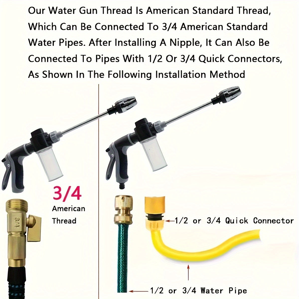 AQUABLAST - High-Pressure Garden Water Gun with Foam Cannon and Long Handle Sprayer