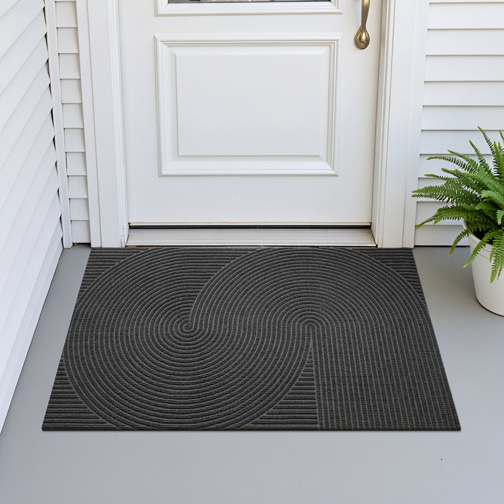HOMEHORIZON - Geometric Striped Doormat Non-Slip Entrance Rug