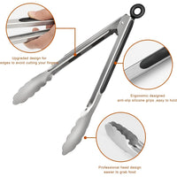LOCKTONG – Stainless Steel Kitchen Tongs with Silicone Grip & Locking Feature