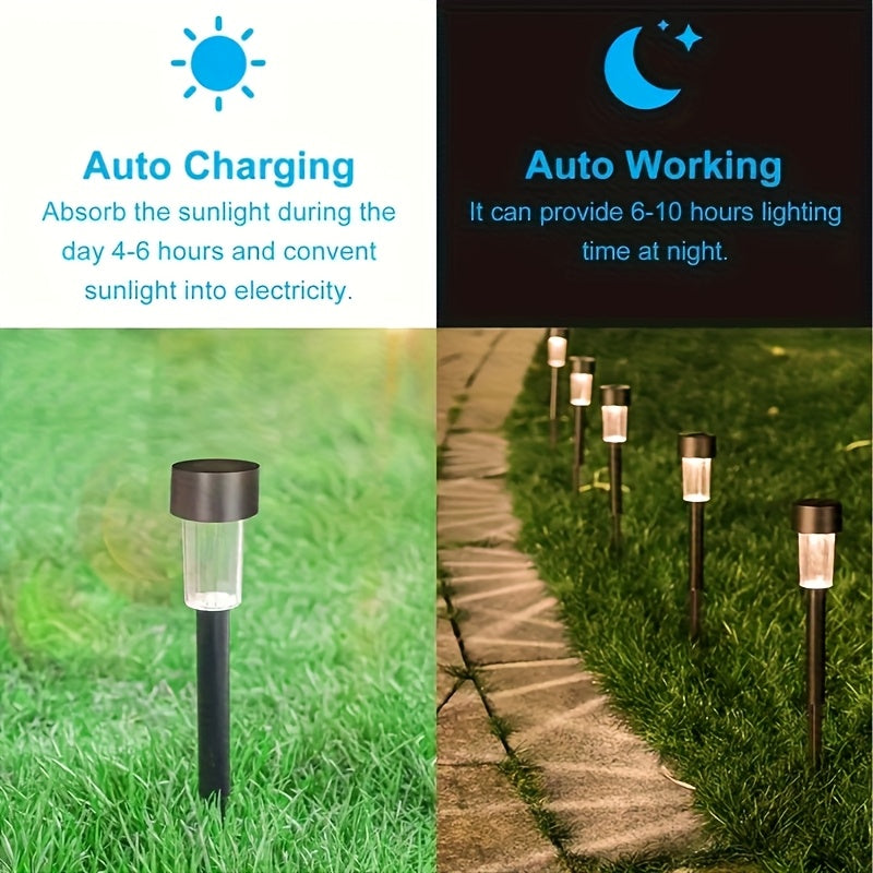 SUNELARA - Warm Ambient Solar Pathway Stake Lights for Courtyard & Lawn 12pcs