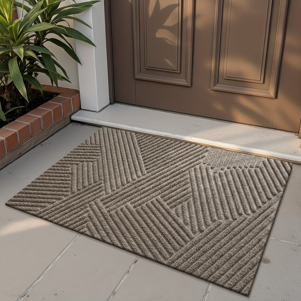 HOMEHORIZON - Geometric Striped Doormat Non-Slip Entrance Rug