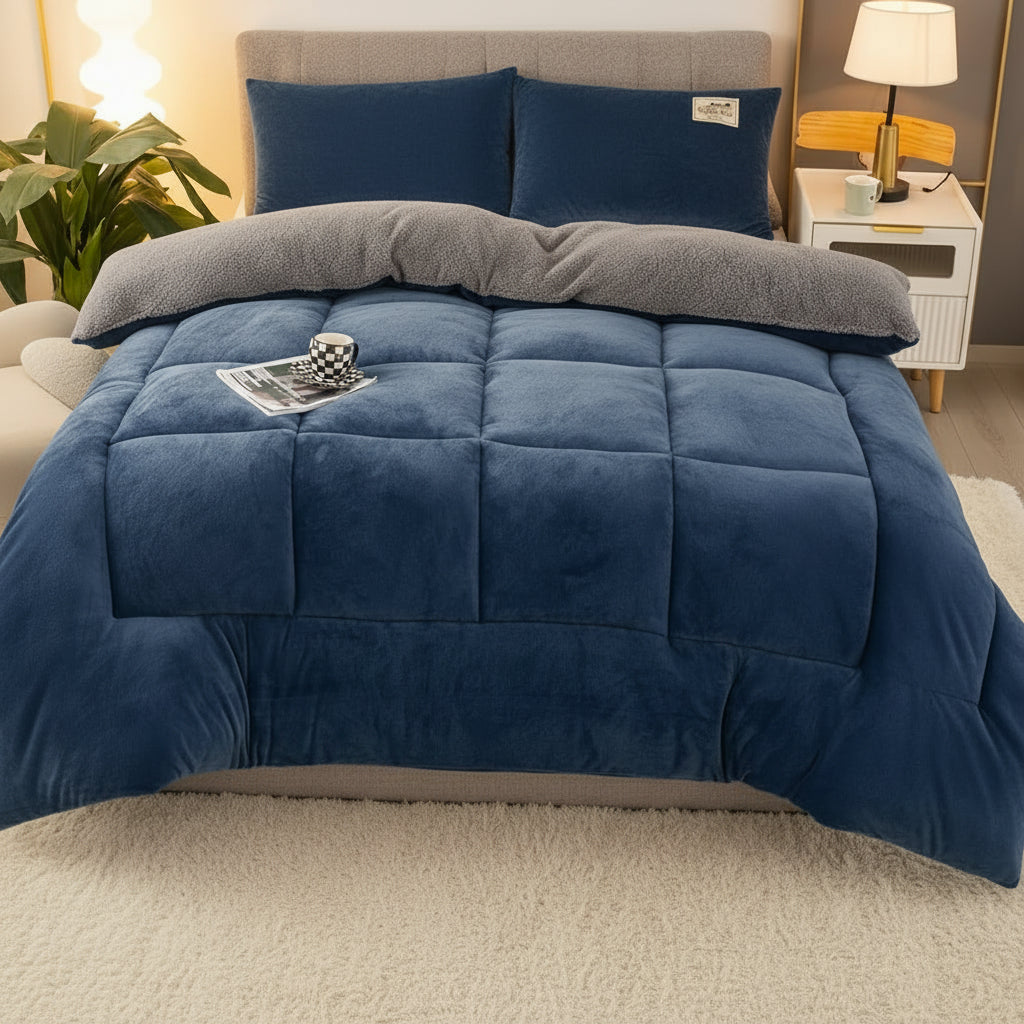 VELVLOFT – Lamb Fleece Grid Comforter
